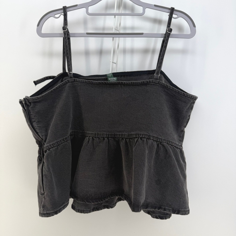 Wild Fable Denim Cami Top Womens XL Gray Wash Ruffle Bow Peplum Boho Grunge Y2K - Picture 4 of 9